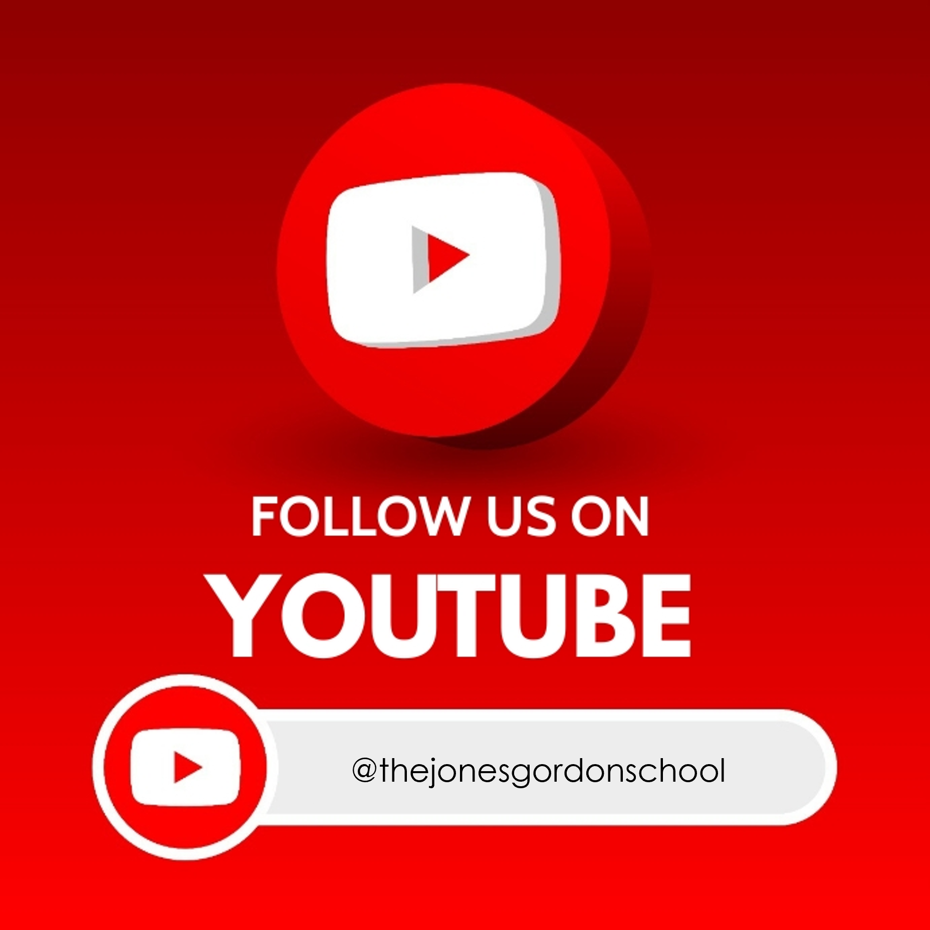 Graphic asking users to follow the school on YouTube.