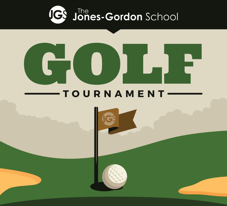 Advertisement featuring a charitable golf tournament event for The Jones-Gordon School.